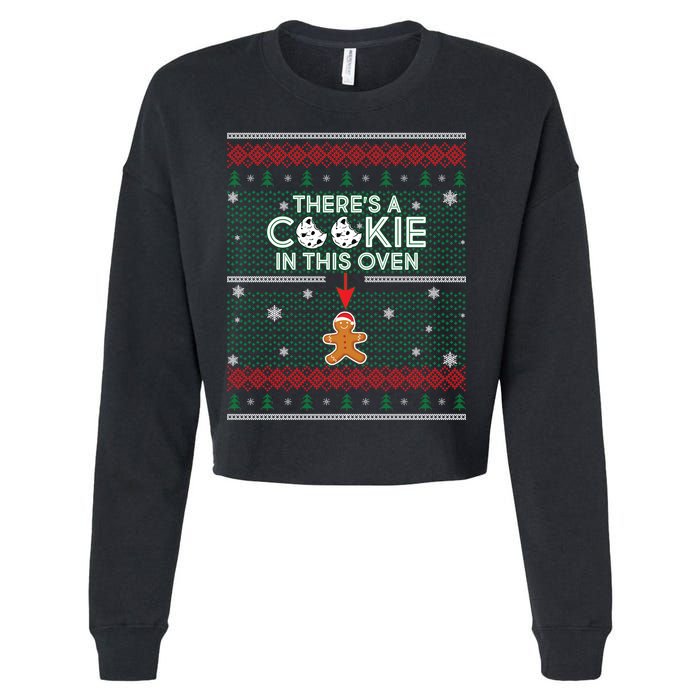 There's A Cookie In This Oven Ugly Christmas Sweater Cropped Pullover Crew