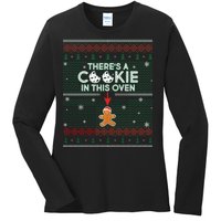 There's A Cookie In This Oven Ugly Christmas Sweater Ladies Long Sleeve Shirt