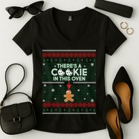 There's A Cookie In This Oven Ugly Christmas Sweater Women's V-Neck T-Shirt