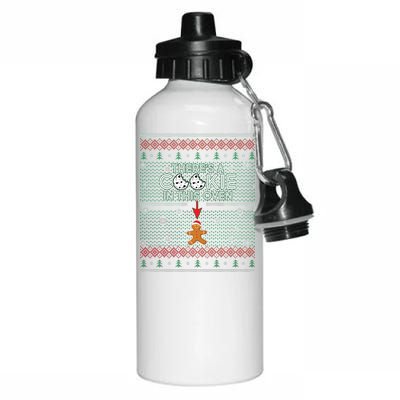 There's A Cookie In This Oven Ugly Christmas Sweater Aluminum Water Bottle