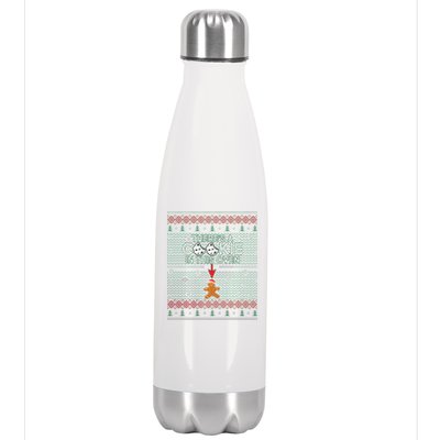 There's A Cookie In This Oven Ugly Christmas Sweater Stainless Steel Insulated Water Bottle