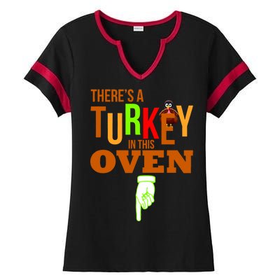 There's A Turkey In This Oven Ladies Halftime Notch Neck Tee