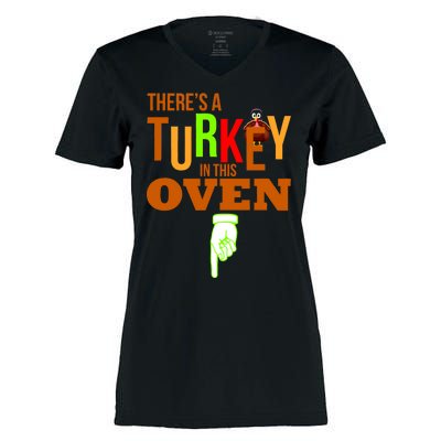 There's A Turkey In This Oven Women's Momentum V-Neck T-Shirt