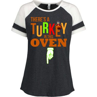 There's A Turkey In This Oven Enza Ladies Jersey Colorblock Tee