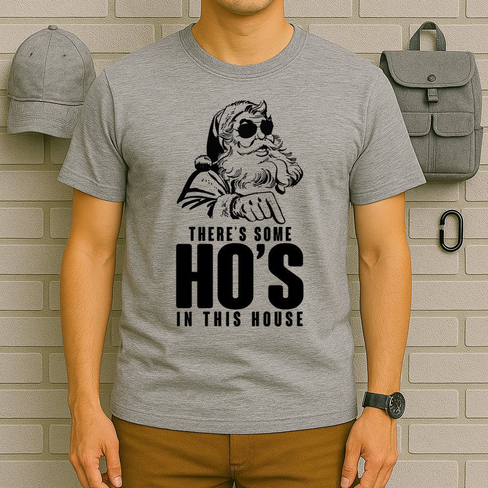There's Some Ho's In This House Funny Vintage Christmas T-Shirt