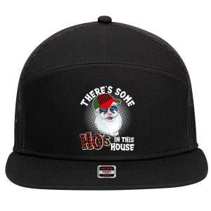 There's Some Ho's In This House Plaid Santa 7 Panel Mesh Trucker Snapback Hat