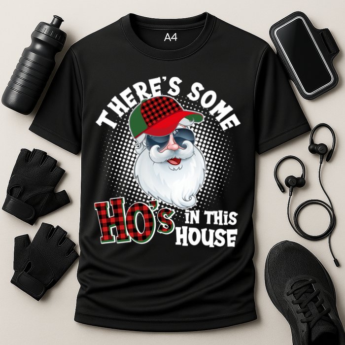 There's Some Ho's In This House Plaid Santa Cooling Performance Crew T-Shirt