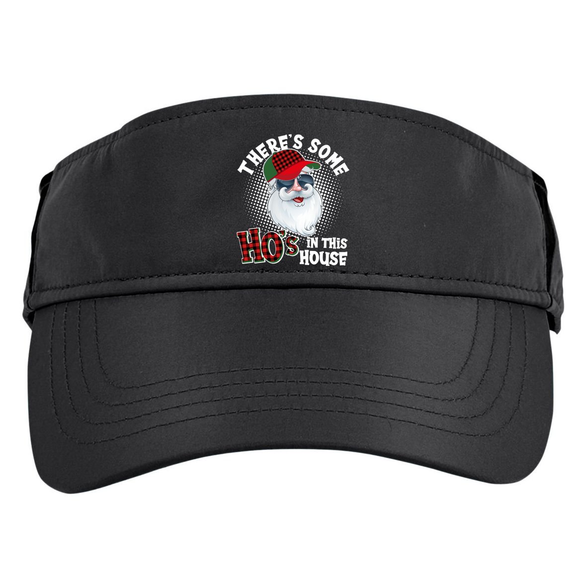 There's Some Ho's In This House Plaid Santa Adult Drive Performance Visor