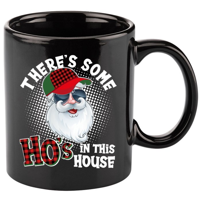 There's Some Ho's In This House Plaid Santa 11oz C Handle Ceramic Mug