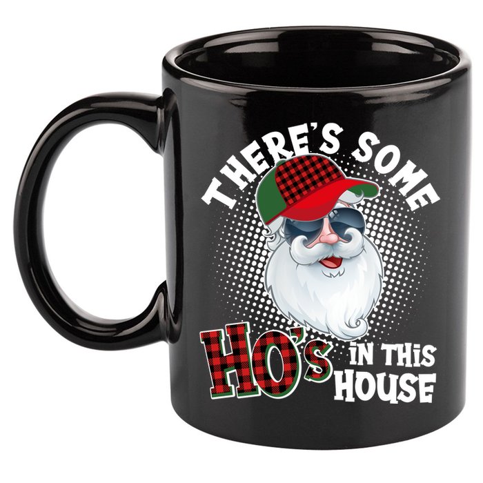 There's Some Ho's In This House Plaid Santa 11oz C Handle Ceramic Mug