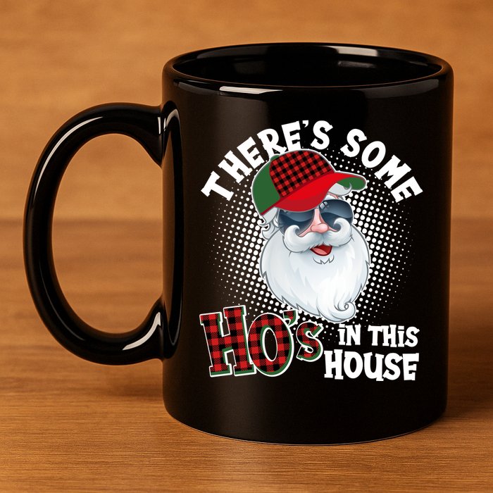 There's Some Ho's In This House Plaid Santa 11oz C Handle Ceramic Mug