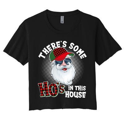 There's Some Ho's In This House Plaid Santa Women's Crop Top Tee