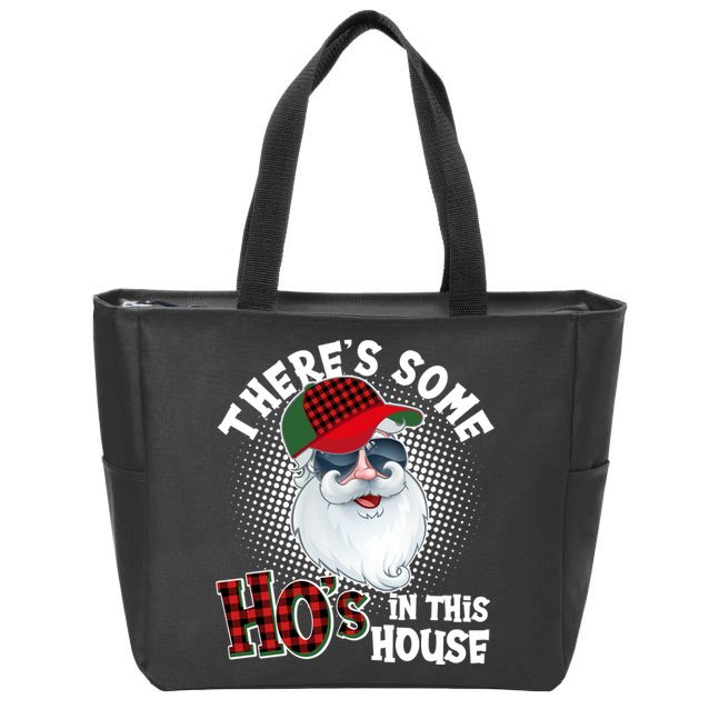 There's Some Ho's In This House Plaid Santa Zip Tote Bag