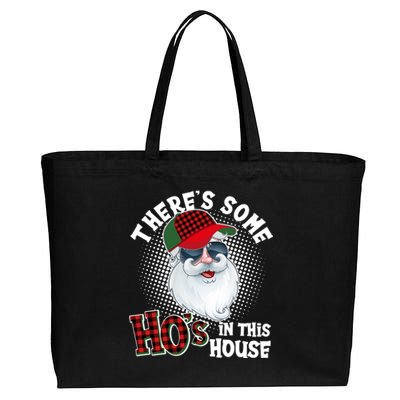 There's Some Ho's In This House Plaid Santa Cotton Canvas Jumbo Tote