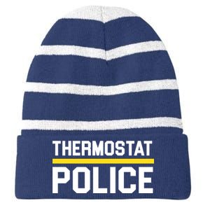 Thermostat Police Logo Striped Beanie with Solid Band