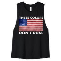 These Colors Don't Run Betsy Ross Flag Women's Racerback Cropped Tank