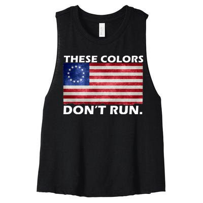 These Colors Don't Run Betsy Ross Flag Women's Racerback Cropped Tank