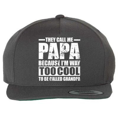 They Call Me Papa Because I'm Too Cool To Be Called Grandpa Wool Snapback Cap