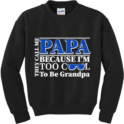 They Call Me Papa Because I'm Too Cool To Be Grandpa Kids Sweatshirt