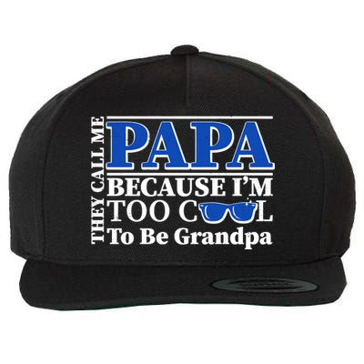 They Call Me Papa Because I'm Too Cool To Be Grandpa Wool Snapback Cap