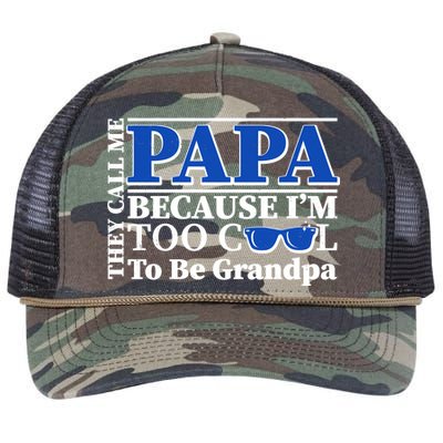 They Call Me Papa Because I'm Too Cool To Be Grandpa Retro Rope Trucker Hat Cap