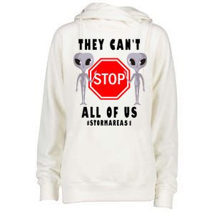 They Can't Stop All Of Us Aliens Storm Area 51 Womens Funnel Neck Pullover Hood