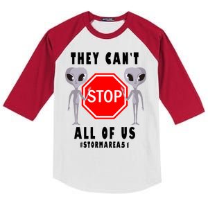 They Can't Stop All Of Us Aliens Storm Area 51 Kids Colorblock Raglan Jersey