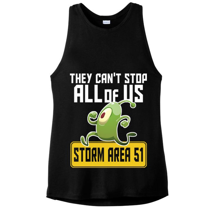 They Can't Stop Us All Storm Area 51 Alien Running Ladies PosiCharge Tri-Blend Wicking Tank