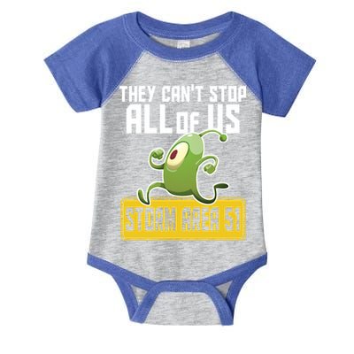 They Can't Stop Us All Storm Area 51 Alien Running Infant Baby Jersey Bodysuit