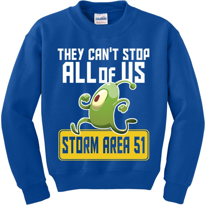 They Can't Stop Us All Storm Area 51 Alien Running Kids Sweatshirt