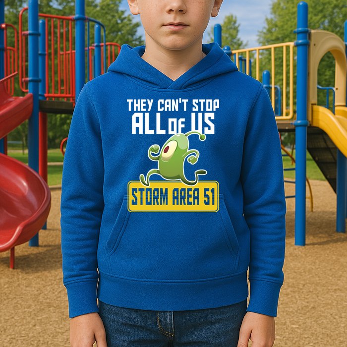 They Can't Stop Us All Storm Area 51 Alien Running Kids Hoodie
