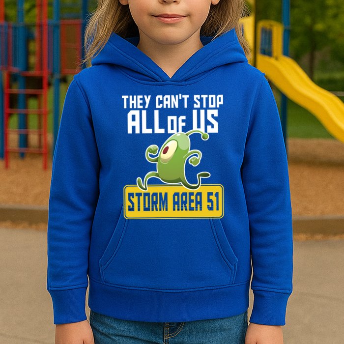 They Can't Stop Us All Storm Area 51 Alien Running Kids Hoodie