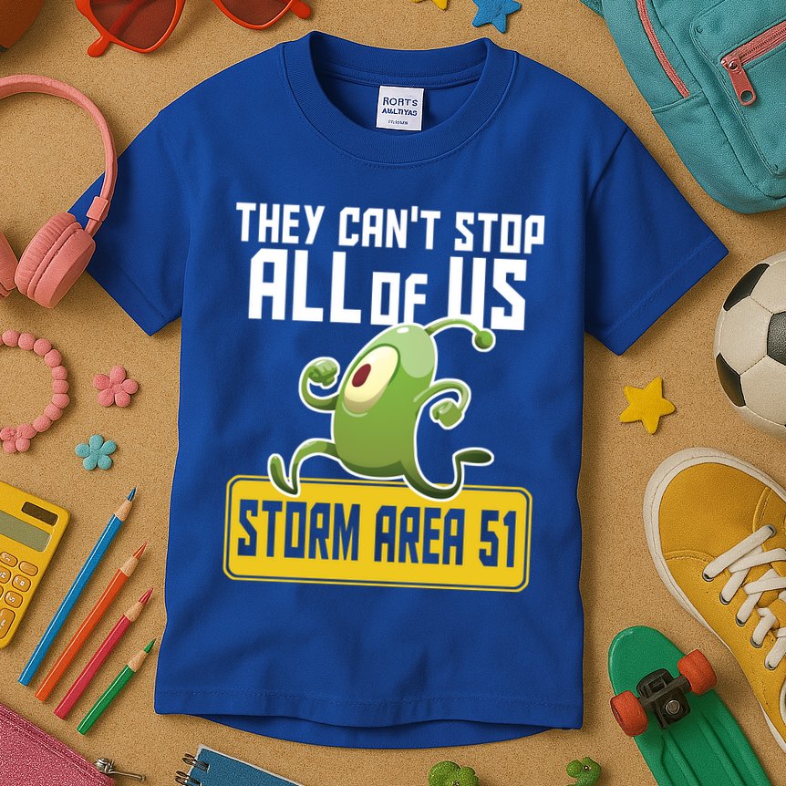 They Can't Stop Us All Storm Area 51 Alien Running Kids T-Shirt
