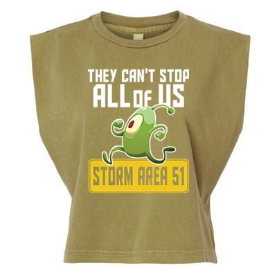 They Can't Stop Us All Storm Area 51 Alien Running Garment-Dyed Women's Muscle Tee