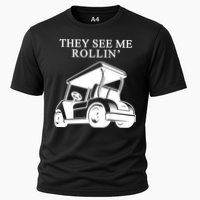 They See Me Rollin Funny Golf Cart Cooling Performance Crew T-Shirt