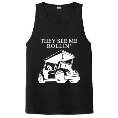 They See Me Rollin Funny Golf Cart PosiCharge Competitor Tank