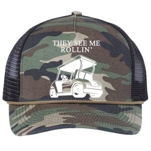 They See Me Rollin Funny Golf Cart Retro Rope Trucker Hat Cap