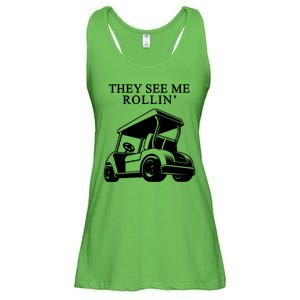 They See Me Rollin Funny Golf Cart Ladies Essential Flowy Tank