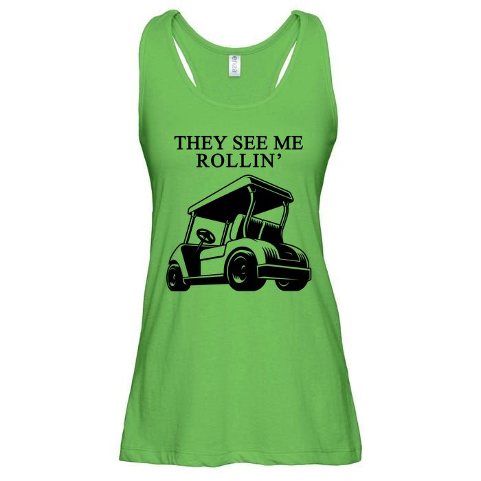 They See Me Rollin Funny Golf Cart Ladies Essential Flowy Tank