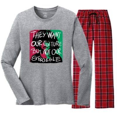 They Want Our Culture Not Our Struggle Women's Long Sleeve Flannel Pajama Set 