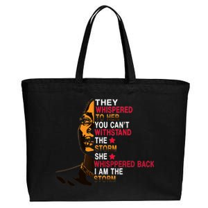 They Whispered I Am The Storm Inspiring Quote Cotton Canvas Jumbo Tote