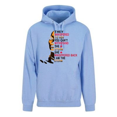 They Whispered I Am The Storm Inspiring Quote Unisex Surf Hoodie