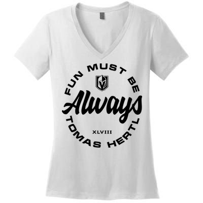 Tomas Hertl Fun Must Be Always Women's V-Neck T-Shirt