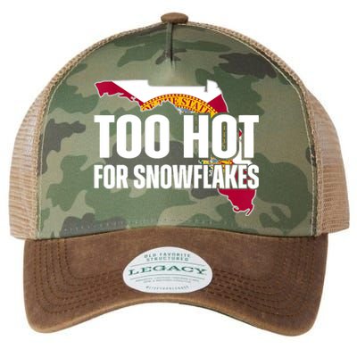 Too Hot For Snowflakes Florida Flag Map State Funny Saying Legacy Tie Dye Trucker Hat