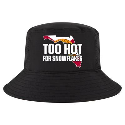 Too Hot For Snowflakes Florida Flag Map State Funny Saying Cool Comfort Performance Bucket Hat