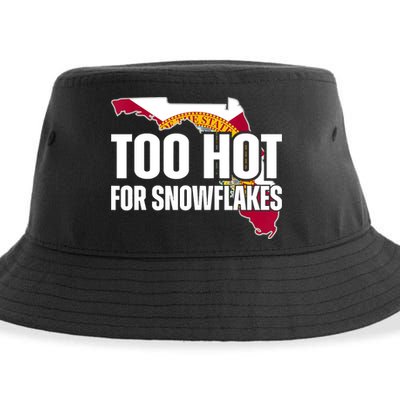 Too Hot For Snowflakes Florida Flag Map State Funny Saying Sustainable Bucket Hat