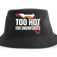 Too Hot For Snowflakes Florida Flag Map State Funny Saying Sustainable Bucket Hat