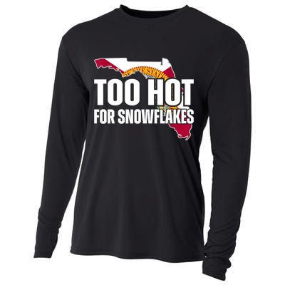 Too Hot For Snowflakes Florida Flag Map State Funny Saying Cooling Performance Long Sleeve Crew