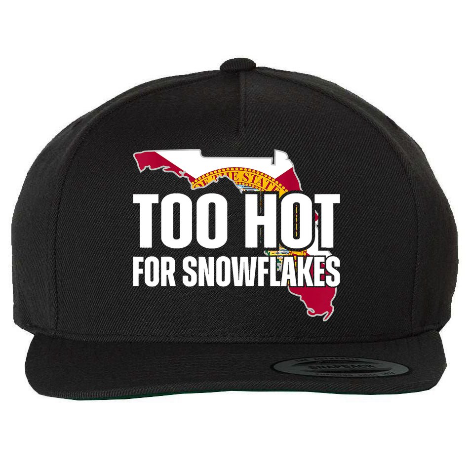 Too Hot For Snowflakes Florida Flag Map State Funny Saying Wool Snapback Cap