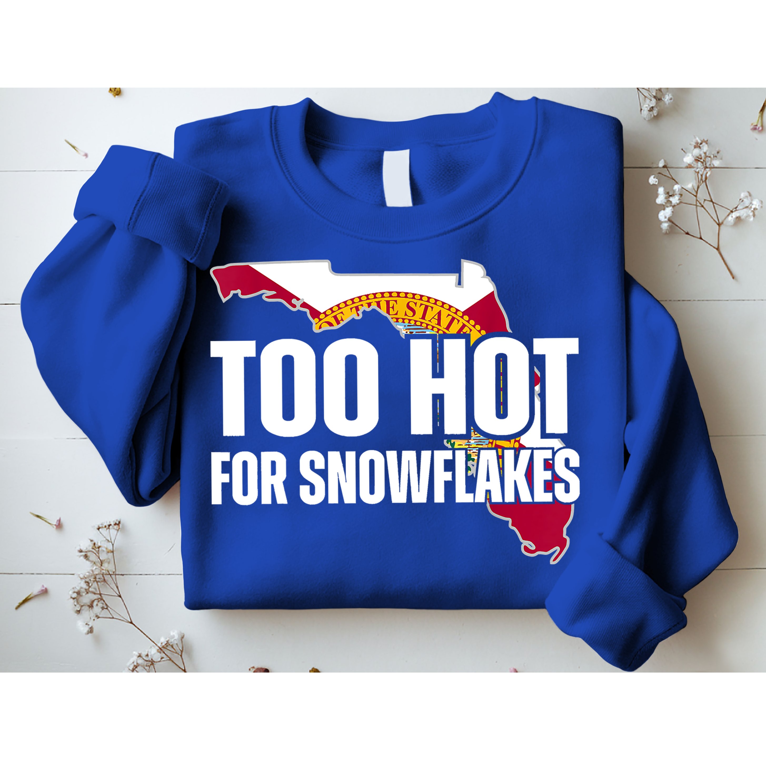 Too Hot For Snowflakes Florida Flag Map State Funny Saying Sweatshirt